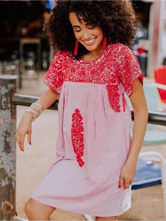Buddy Love Dresses & Skirts - Buddy Love Red Embroidered Stripe Top
